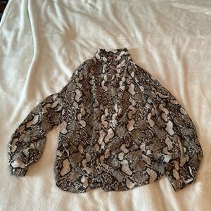 H&M Snake Print Button Down Shirt - Black and Brown